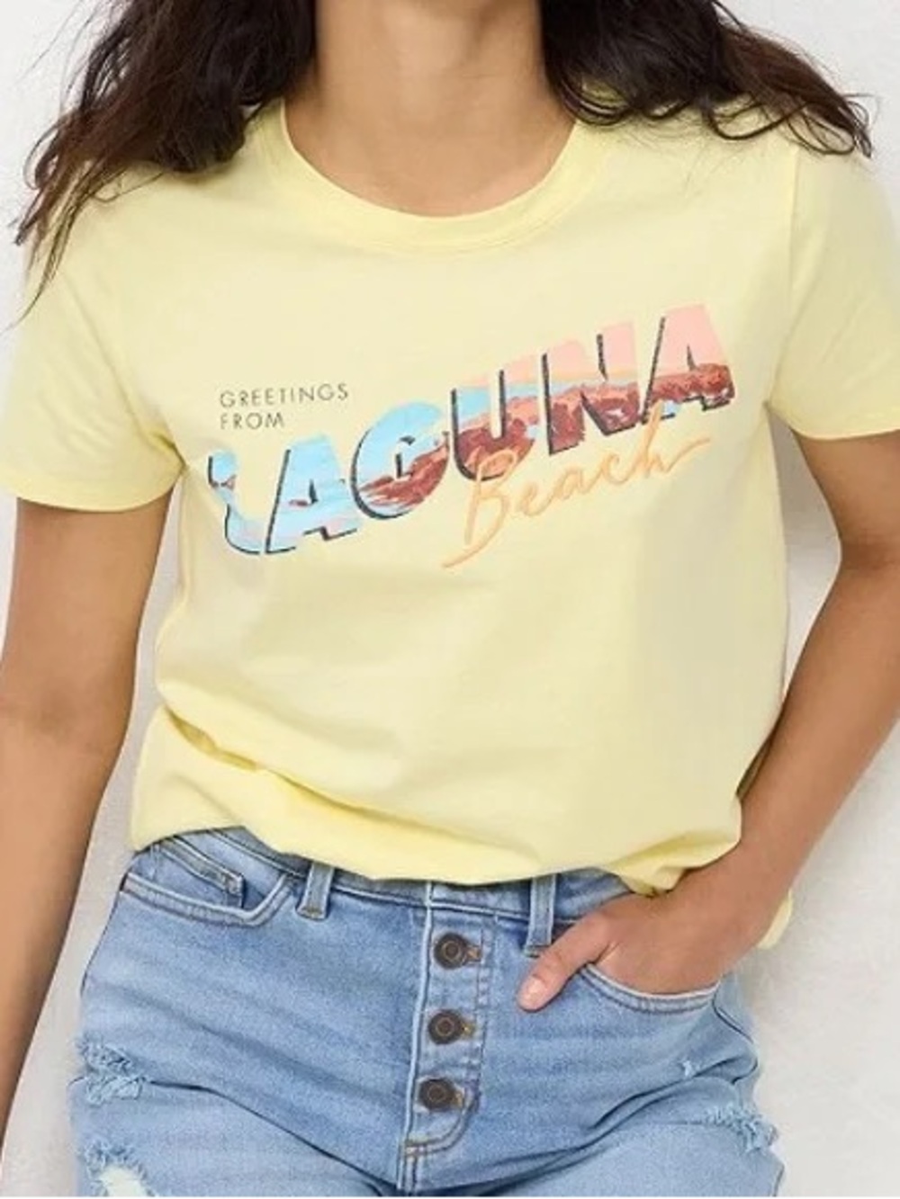 Lauren Conrad Yellow Laguna Beach Graphic Tee Size Medium